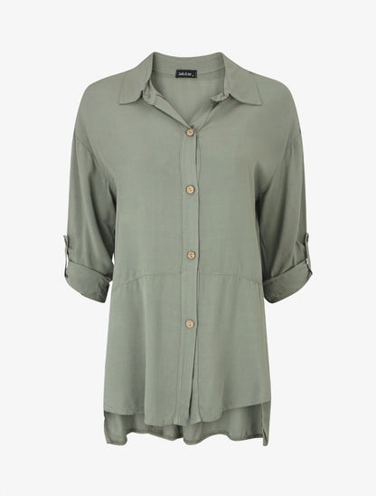 Chemise fluide oversize - Kaki - 5