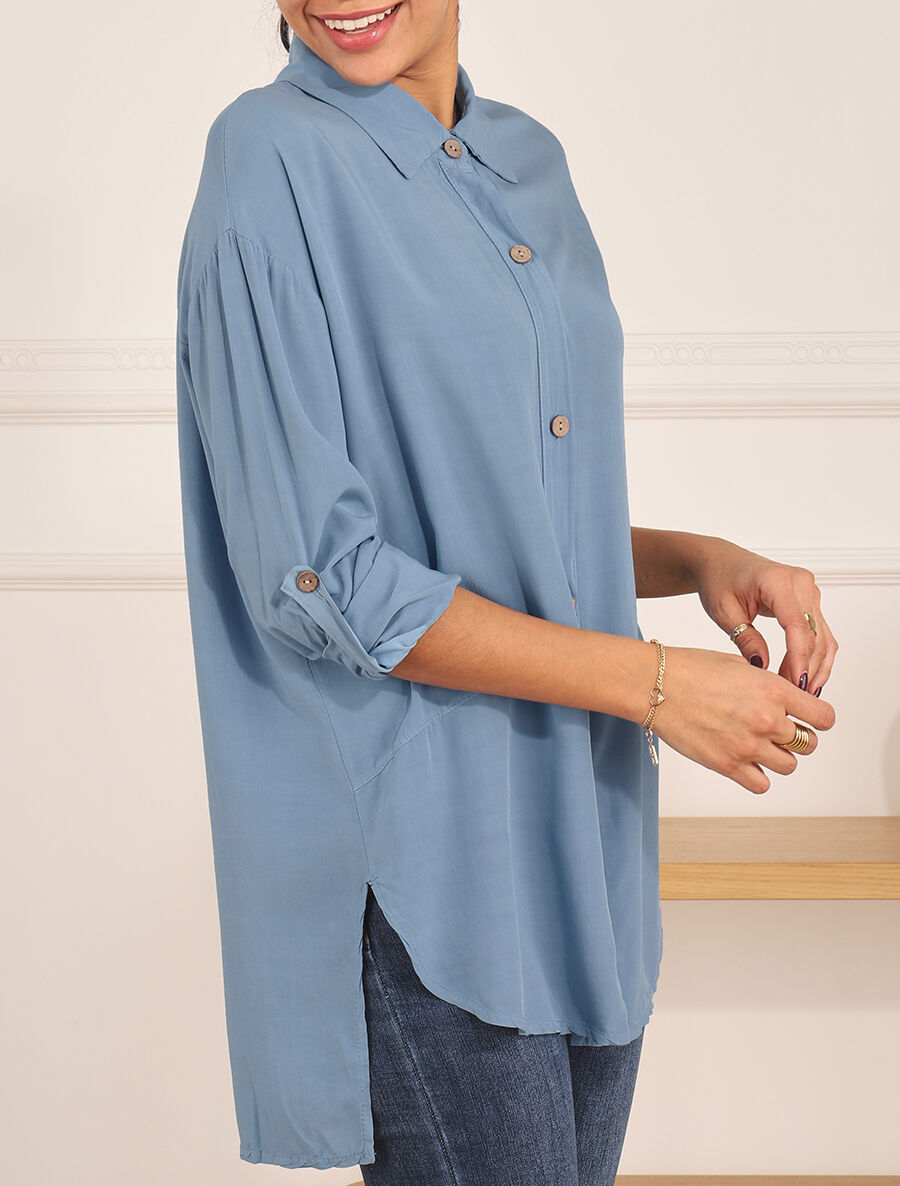 Chemise fluide oversize - Bleu ciel - 4