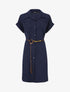 Robe chemise unie à manches courtes - Marine - 1