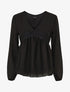Blouse en voile et dentelle - Noir - 1