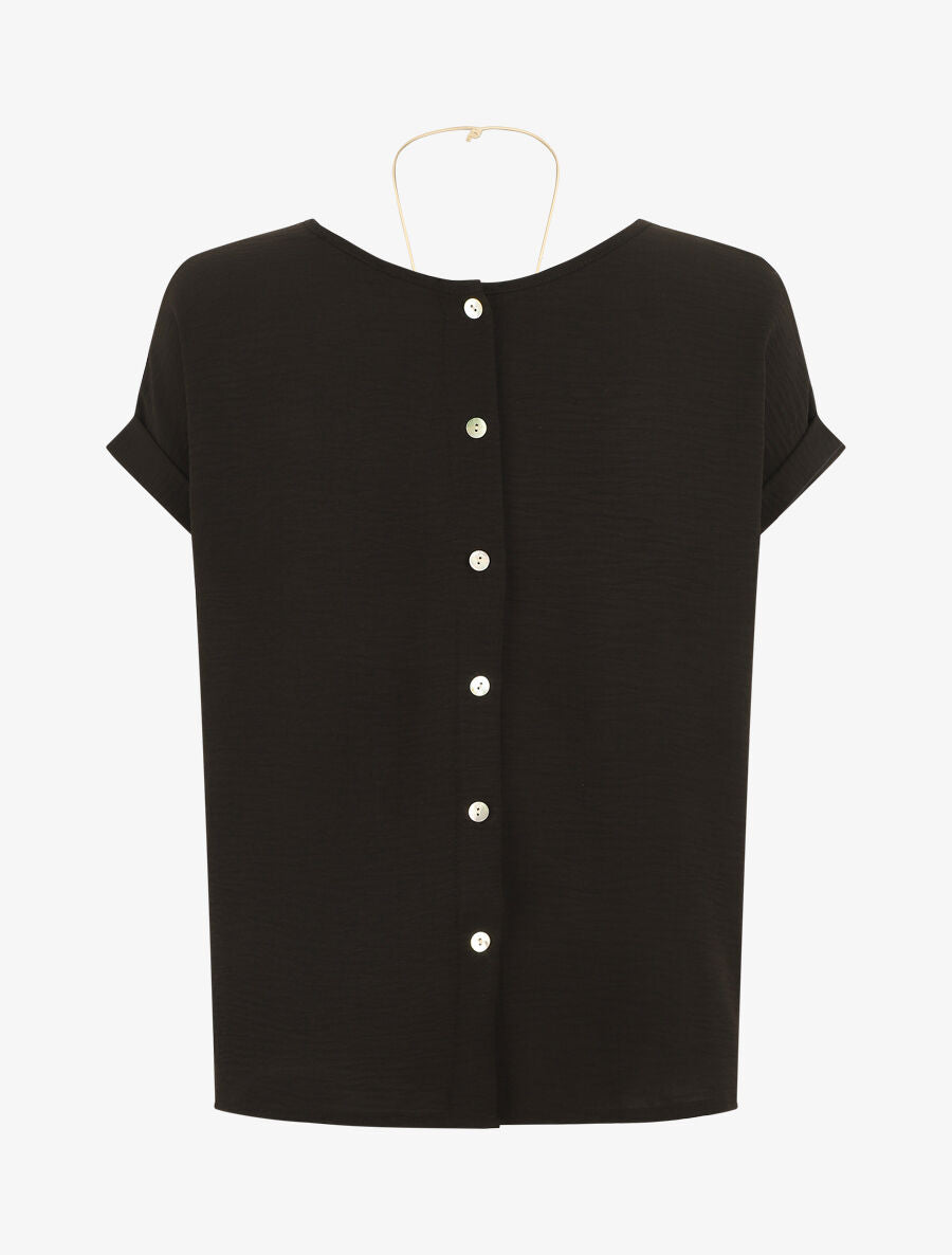 Top uni boutonné dos - Noir - 2