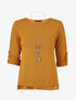 Pull fin uni à manches retrousssables - Jaune moutarde - 5