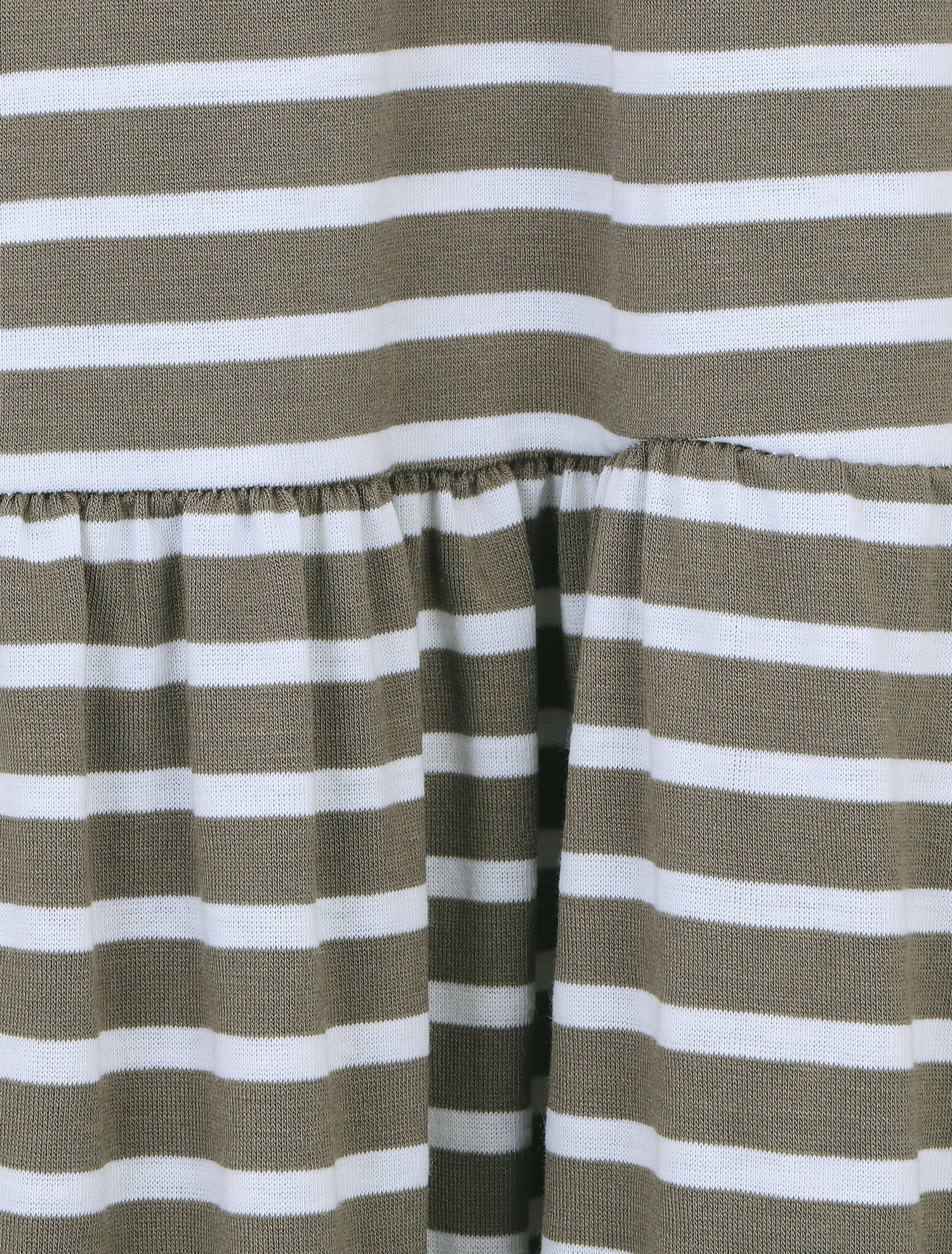 Robe imprimé rayures à taille élastiquée - Kaki - 3