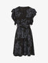 Robe mi-longue fleurie manches courtes volantées - Noir - 1