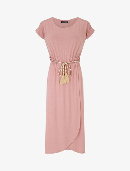 Robe longue style portefeuille - Rose - 5
