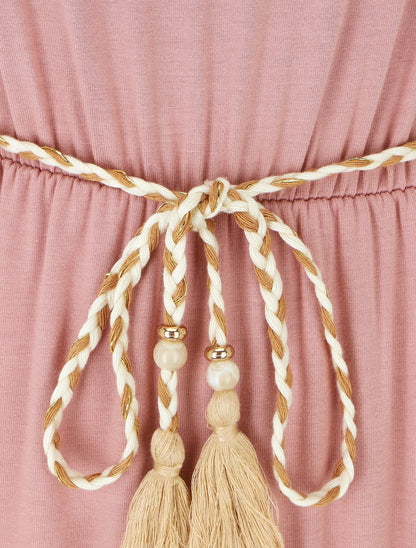 Robe longue style portefeuille - Rose - 3