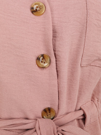 Top fluide boutonné - Rose poudré - 3