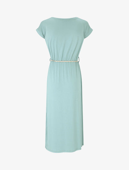 Robe longue style portefeuille - Vert d&