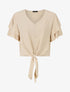 Top uni à manches volantées - Beige - 1