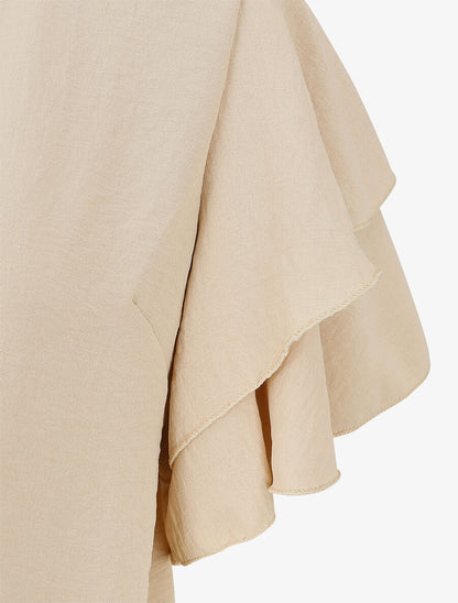 Top uni à manches volantées - Beige - 3