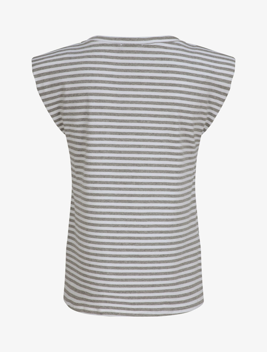 Top marinière coupe droite à épaulettes - Gris clair - 2