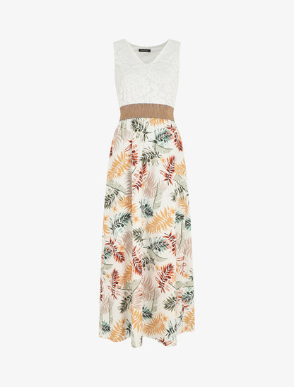Robe longue à bustier en dentelle - Blanc - 5
