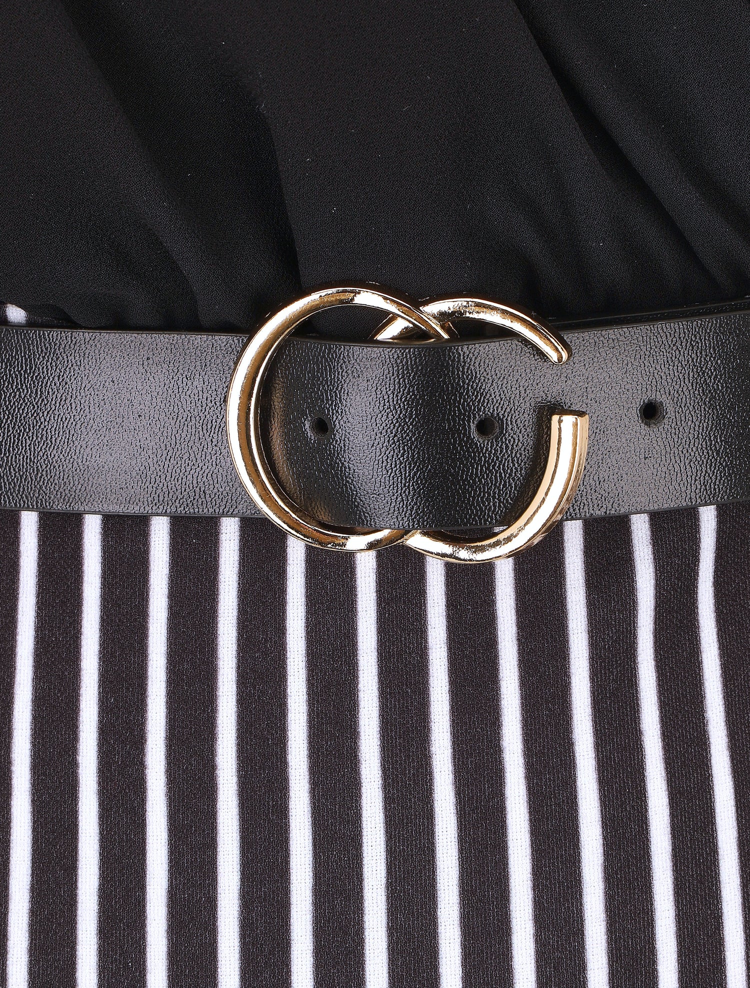 Robe fourreau manches courtes et rayures - Noir - 3