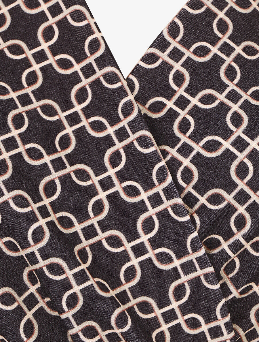 Robe courte ajustée à motif fantaisie - Noir - 3