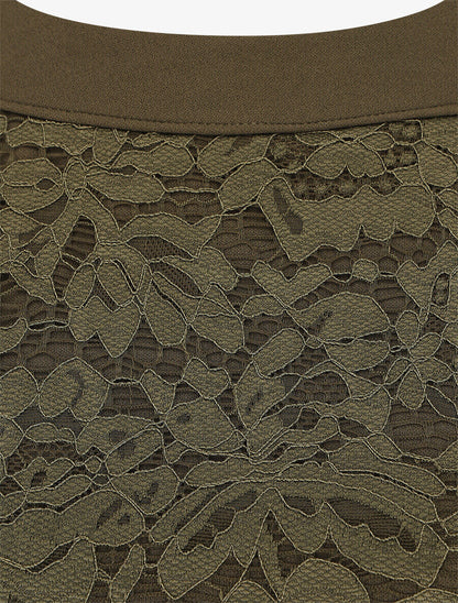 Robe évasée sans manches imprimé floral - Kaki - 3
