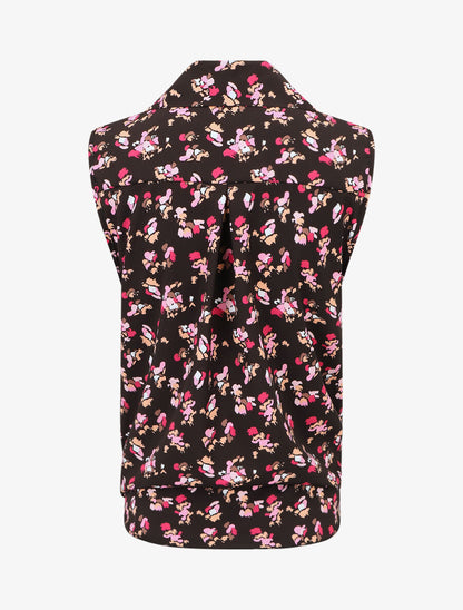 Chemise fleurie sans manches - Noir - 2