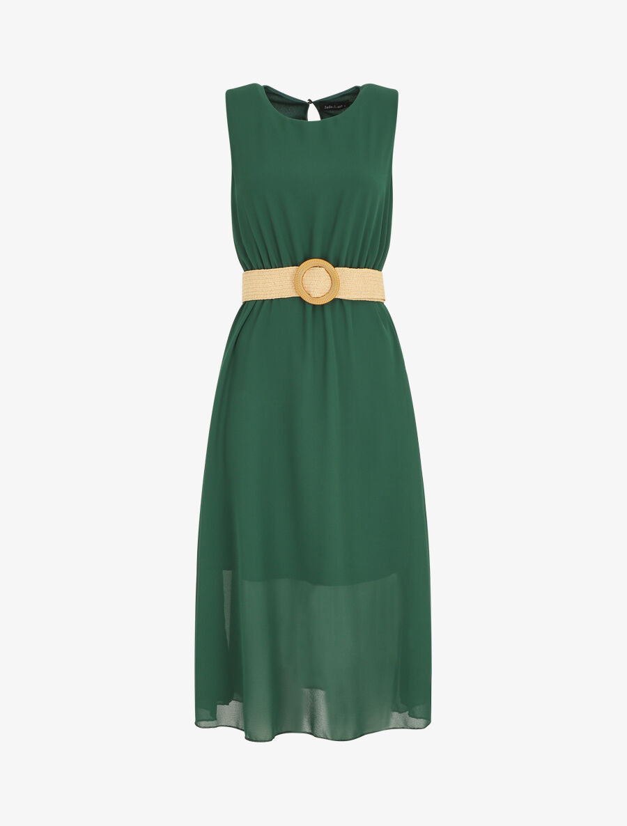 Robe longue sans manches en voile - Vert - 1