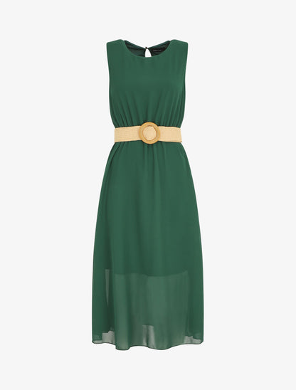 Robe longue sans manches en voile - Vert - 1