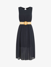 Robe longue sans manches en voile - Marine - 5