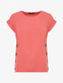 Top fluide uni boutonné à manches courtes - Rose - 1