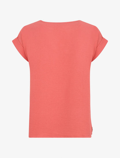 Top fluide uni boutonné à manches courtes - Rose - 2