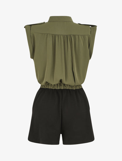 Combishort fluide sans manches - Kaki - 2