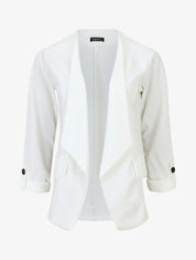 Veste droite unie col cascade - Blanc - 5