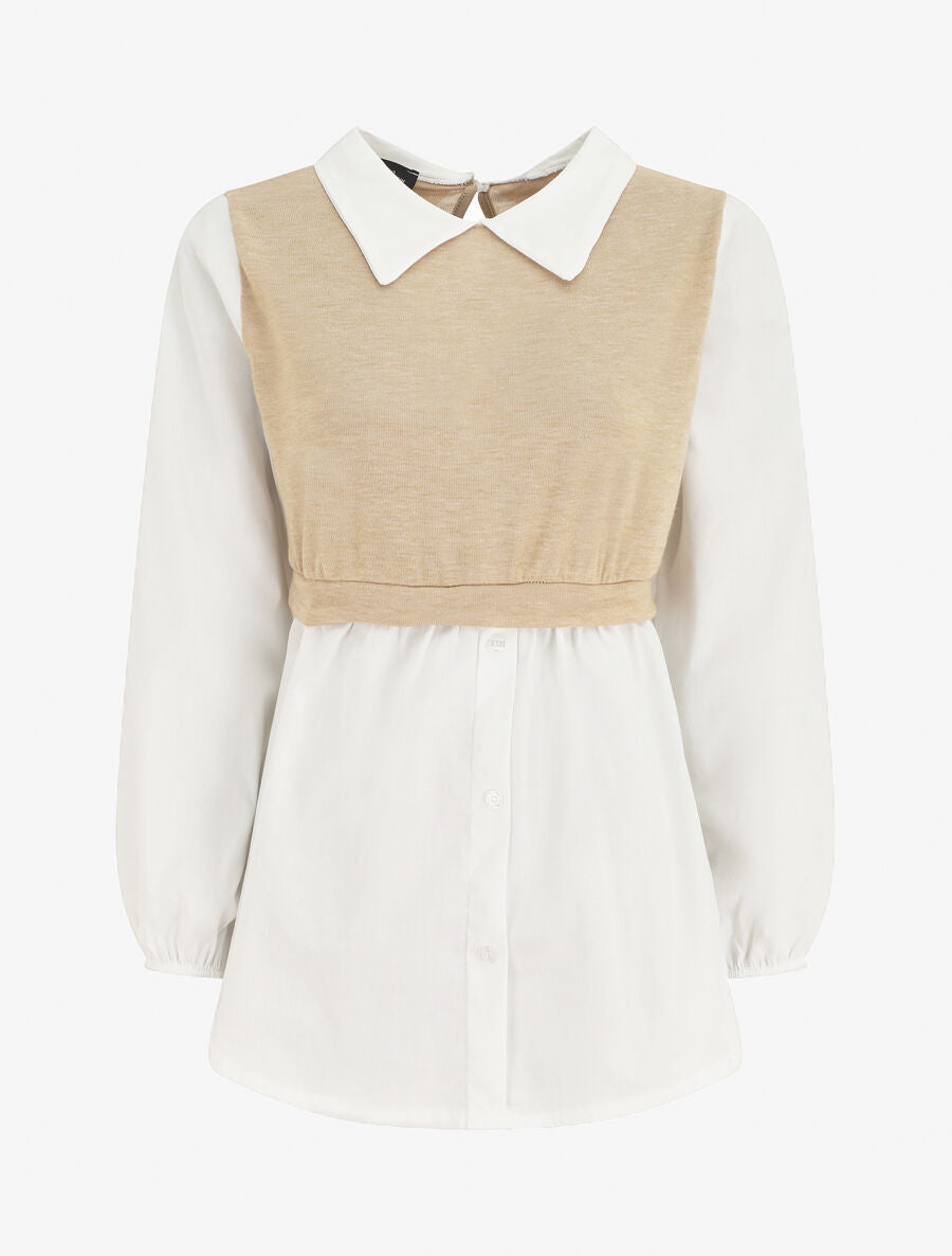 Pull à chemise en trompe l&