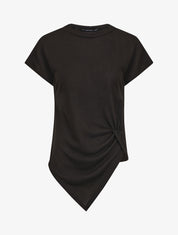 Top en maille ample asymétrique manches courtes - Noir - 4
