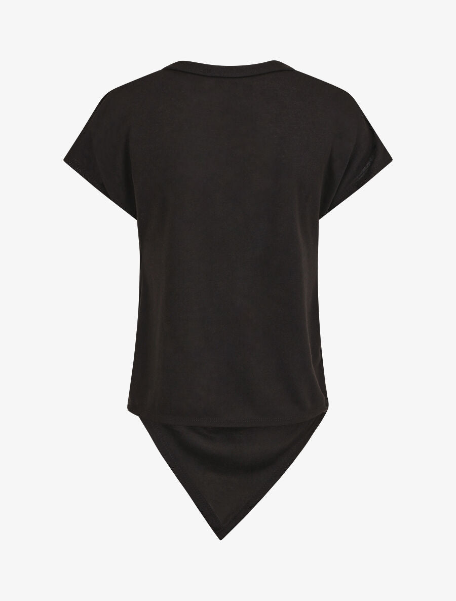 Top en maille ample asymétrique manches courtes - Noir - 2