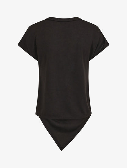Top en maille ample asymétrique manches courtes - Noir - 2