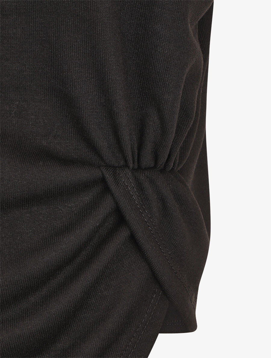 Top en maille ample asymétrique manches courtes - Noir - 3