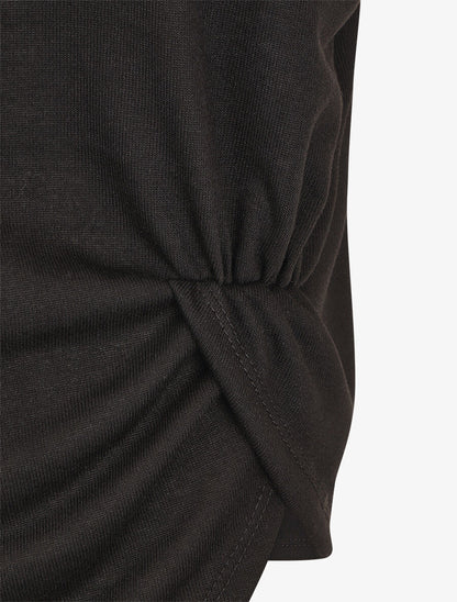 Top en maille ample asymétrique manches courtes - Noir - 3