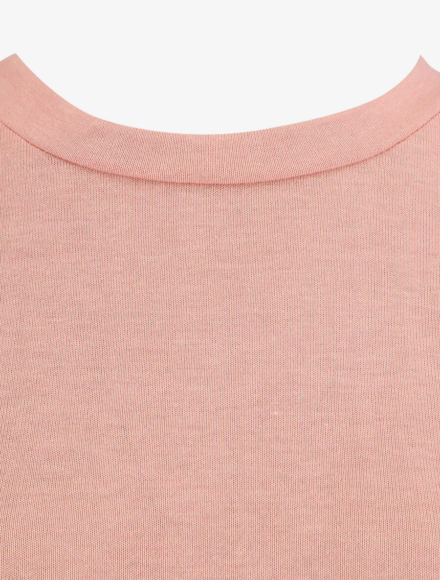Top en maille ample asymétrique manches courtes - Rose - 3