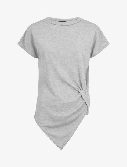 Top en maille ample asymétrique manches courtes - Gris - 1