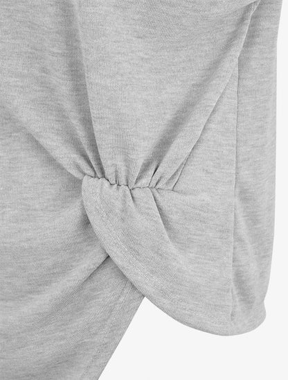 Top en maille ample asymétrique manches courtes - Gris - 3