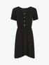 Robe boutonnée unie manches courtes - Noir - 1