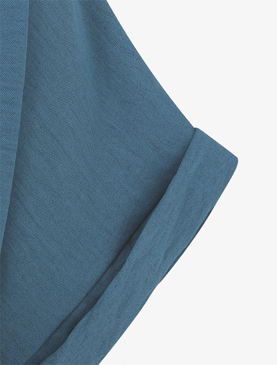Top droit col V boutonné manches courtes - Bleu - 3