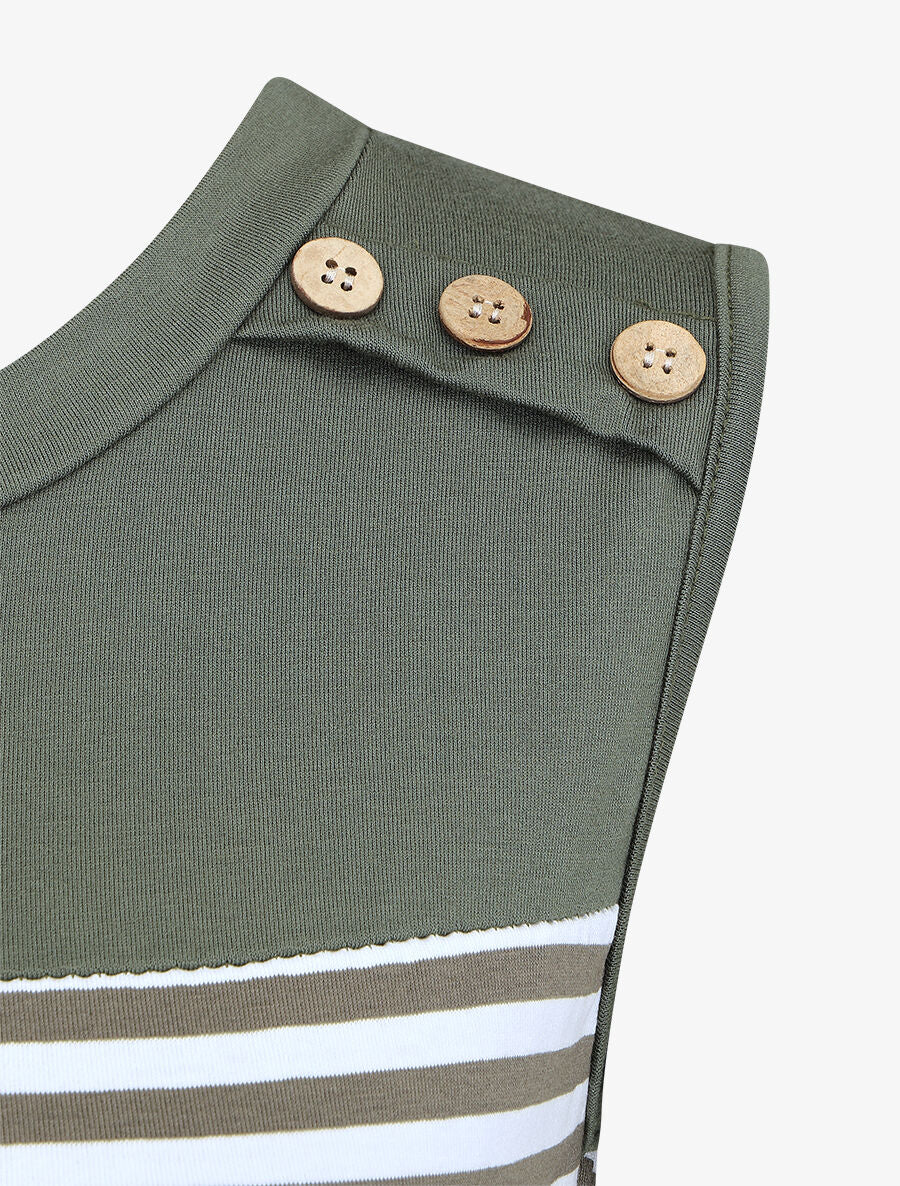 Top à imprimé style marinière - Kaki - 3