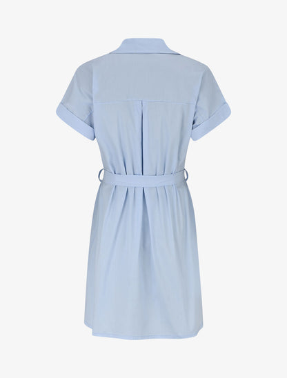 Robe chemise courte unie manches courtes - Bleu clair - 2