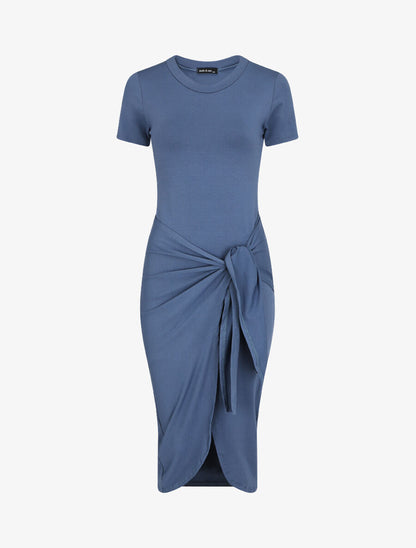 Robe longue style portefeuille - Bleu - 1