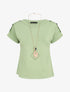 T-shirt uni manches courtes à boutons - Vert amande - 5