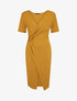 Robe portefeuille fendue manches courtes - Moutarde - 1