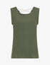 Top droit sans manches uni dos en V - Kaki - 5