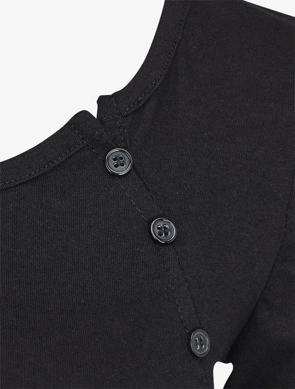 Top uni à boutons décoratifs - Noir - 3