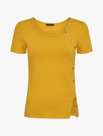 Top uni à boutons décoratifs - Jaune - 1