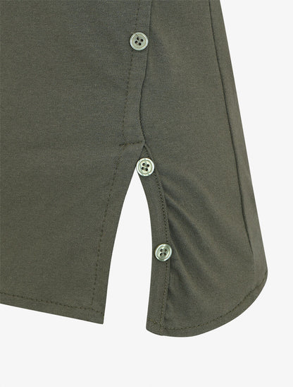 Top uni à boutons décoratifs - Kaki - 3