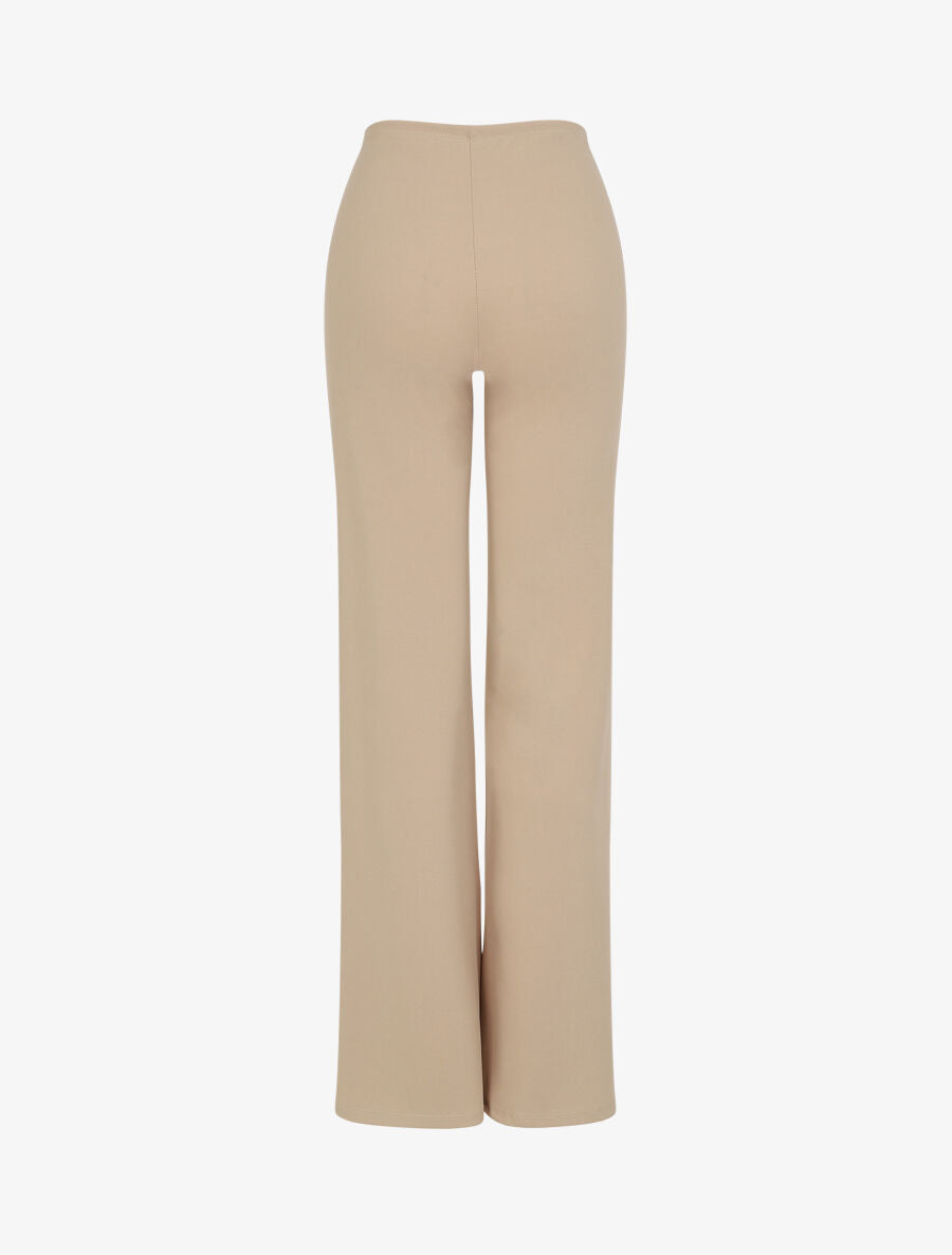 Pantalon long uni à taille haute - Beige - 2