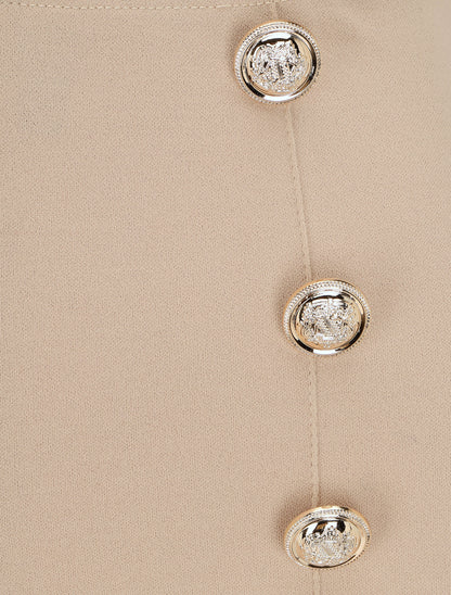 Pantalon long uni à taille haute - Beige - 3