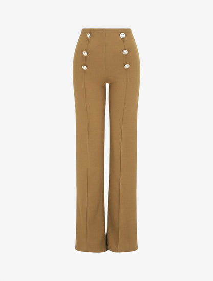 Pantalon long uni à taille haute - Camel - 5